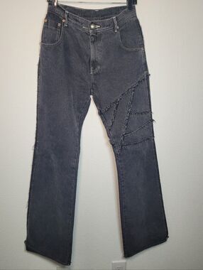Andersson Bell Ghentel Raw Cut Flare Jeans Size 30 Washed Black ADSB Patchwork